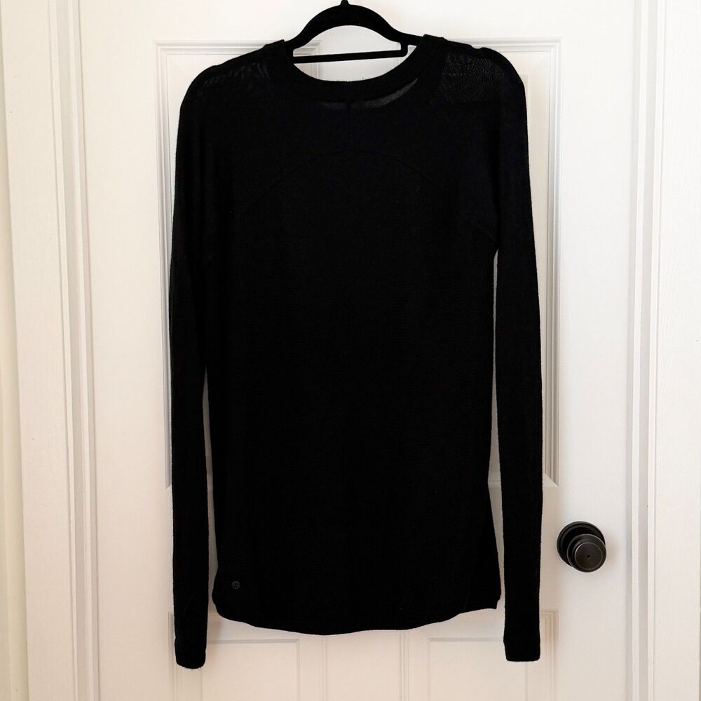 Women Lululemon Crew Neck Knit Wool Blend Sweater Casual Minimalist in Black